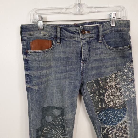 Pilcro Anthropologie Hyphen Mid-Rise Boyfriend Jeans Patchwork Denim 26 - Picture 6 of 9